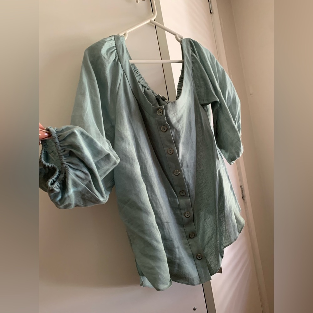 Forever New Off The Shoulder Top In light Green Size 16 Women’s - Picture 1 of 4
